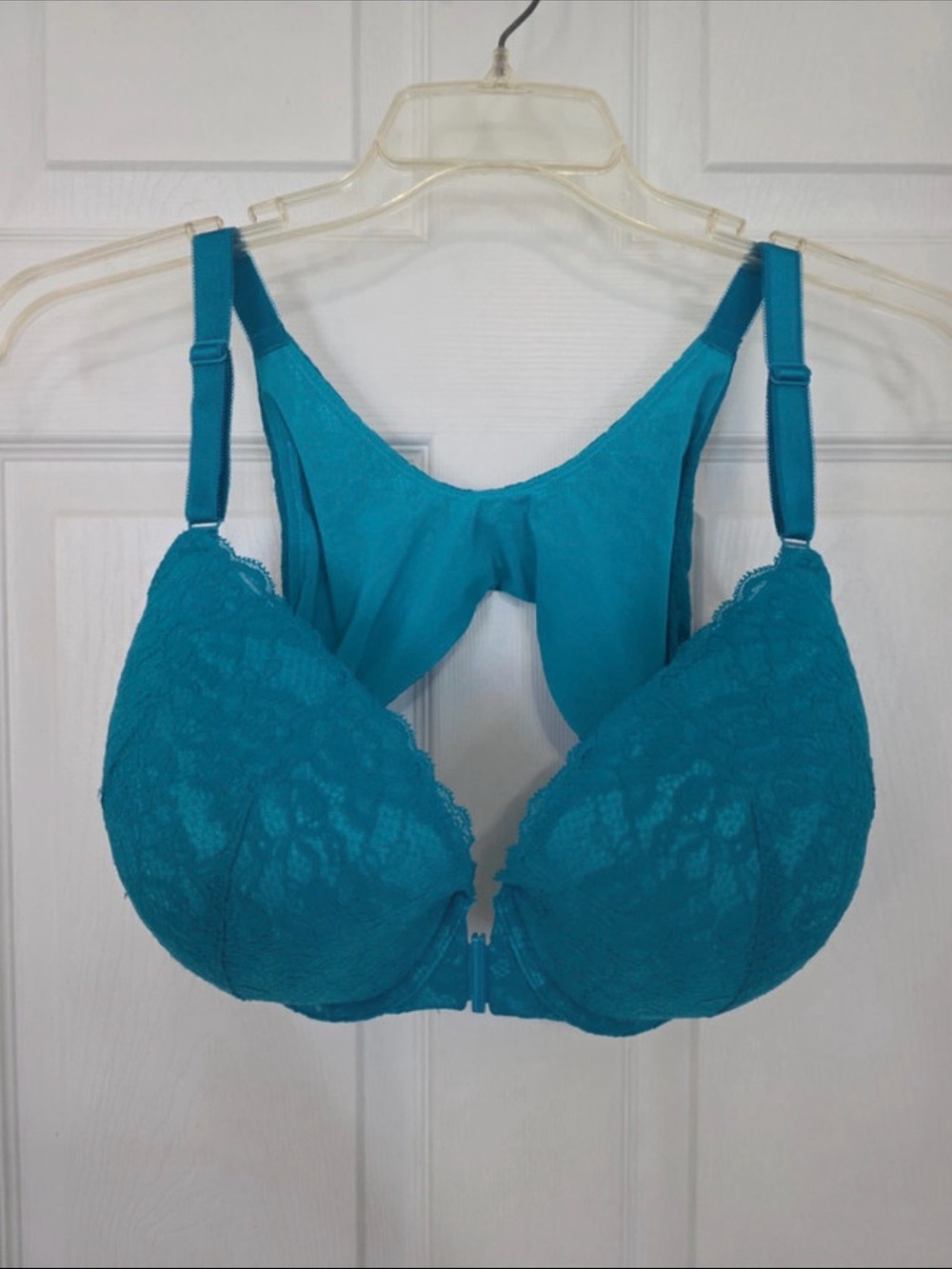 torrid Teal Lace Front-Close push up Racerback Bra